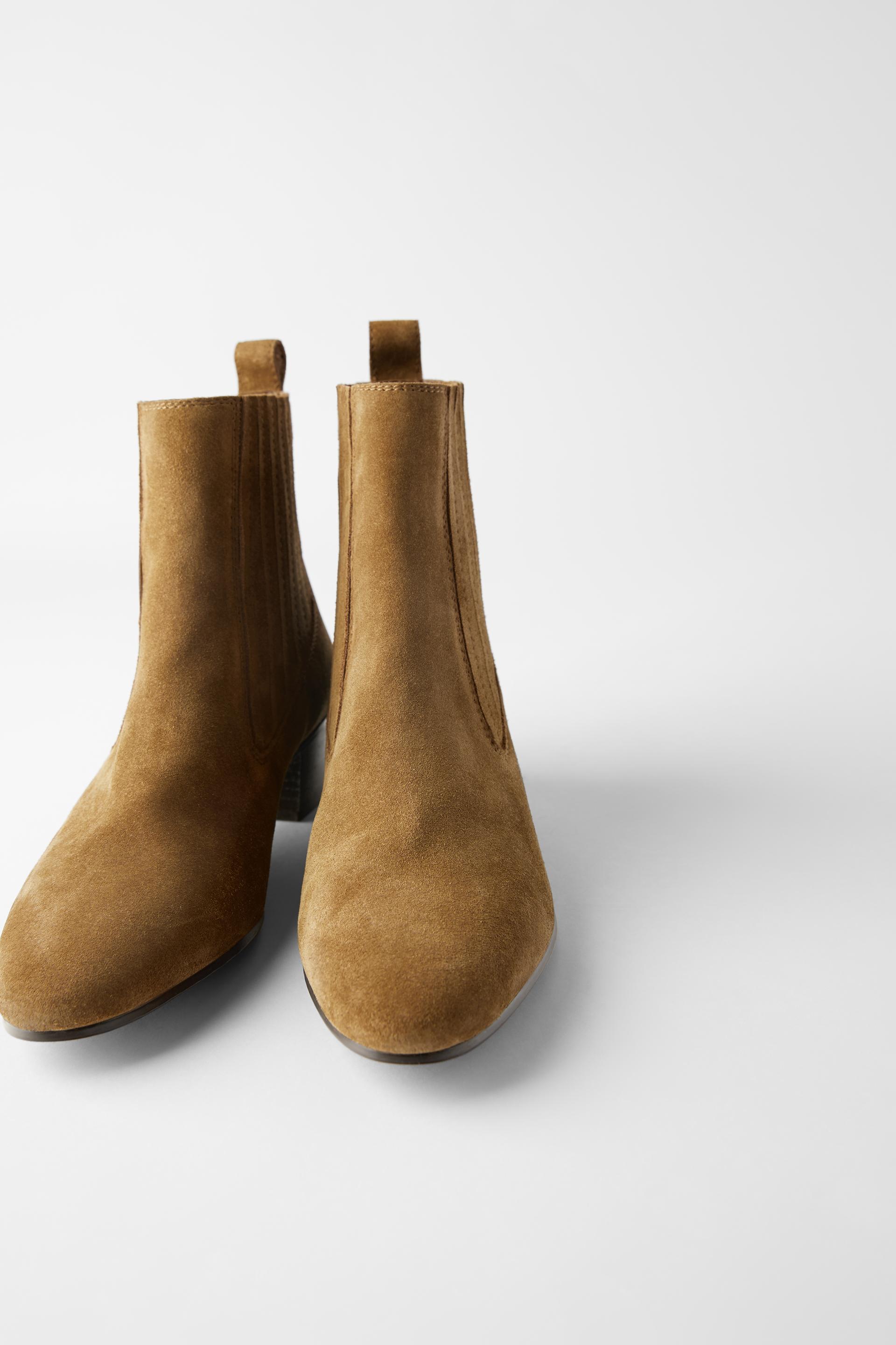 Leather Cowboy Mid Heel Ankle Boots Zara Ireland