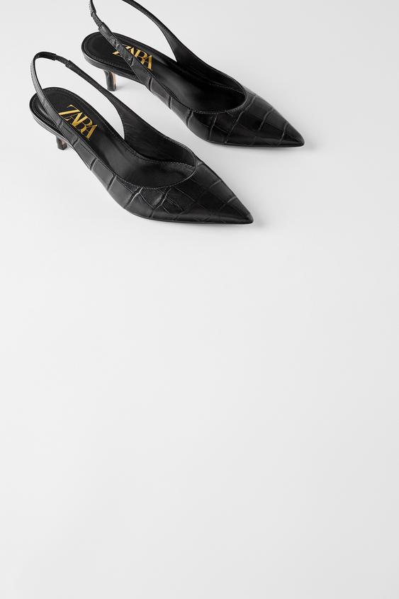 Leather Mid Heel Slingback Shoes High Heels Shoes Woman Zara India