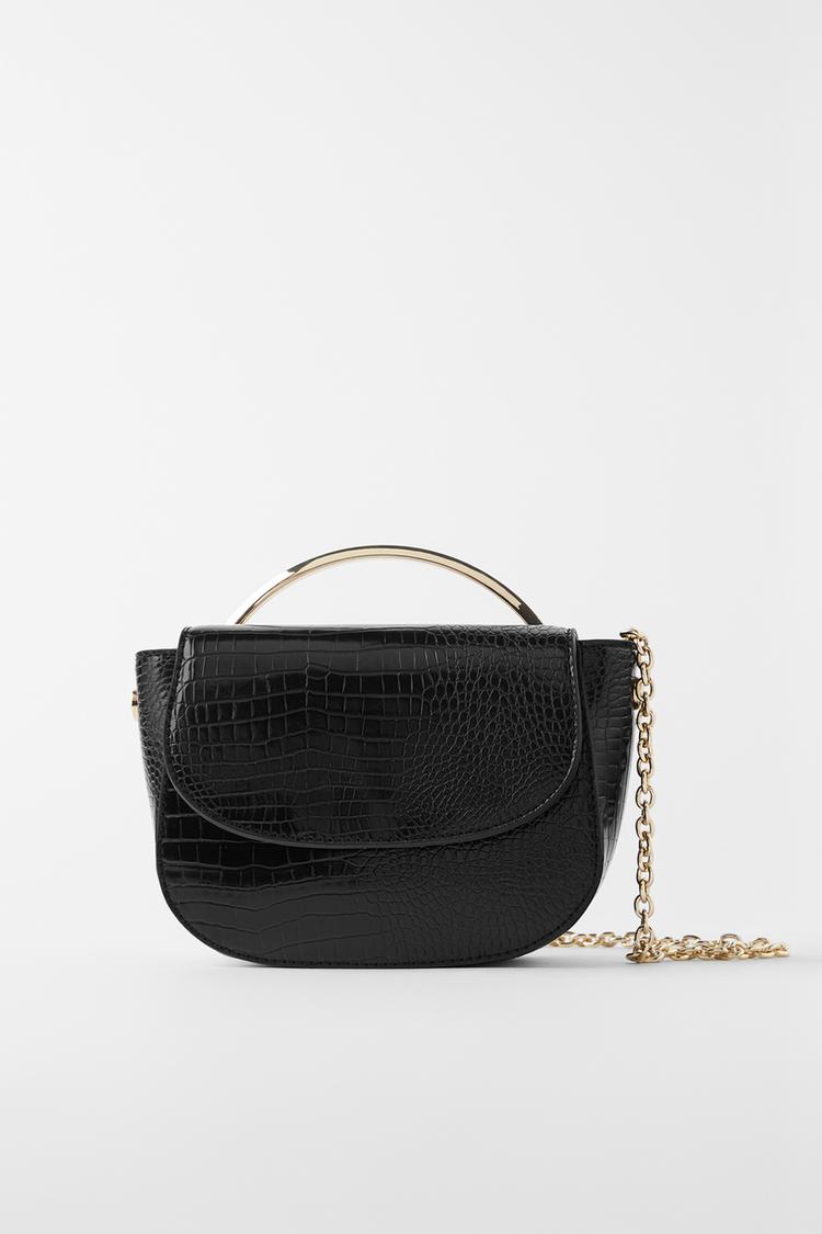 Animal Print Crossbody Bag With Metal Handle Zara Singapore