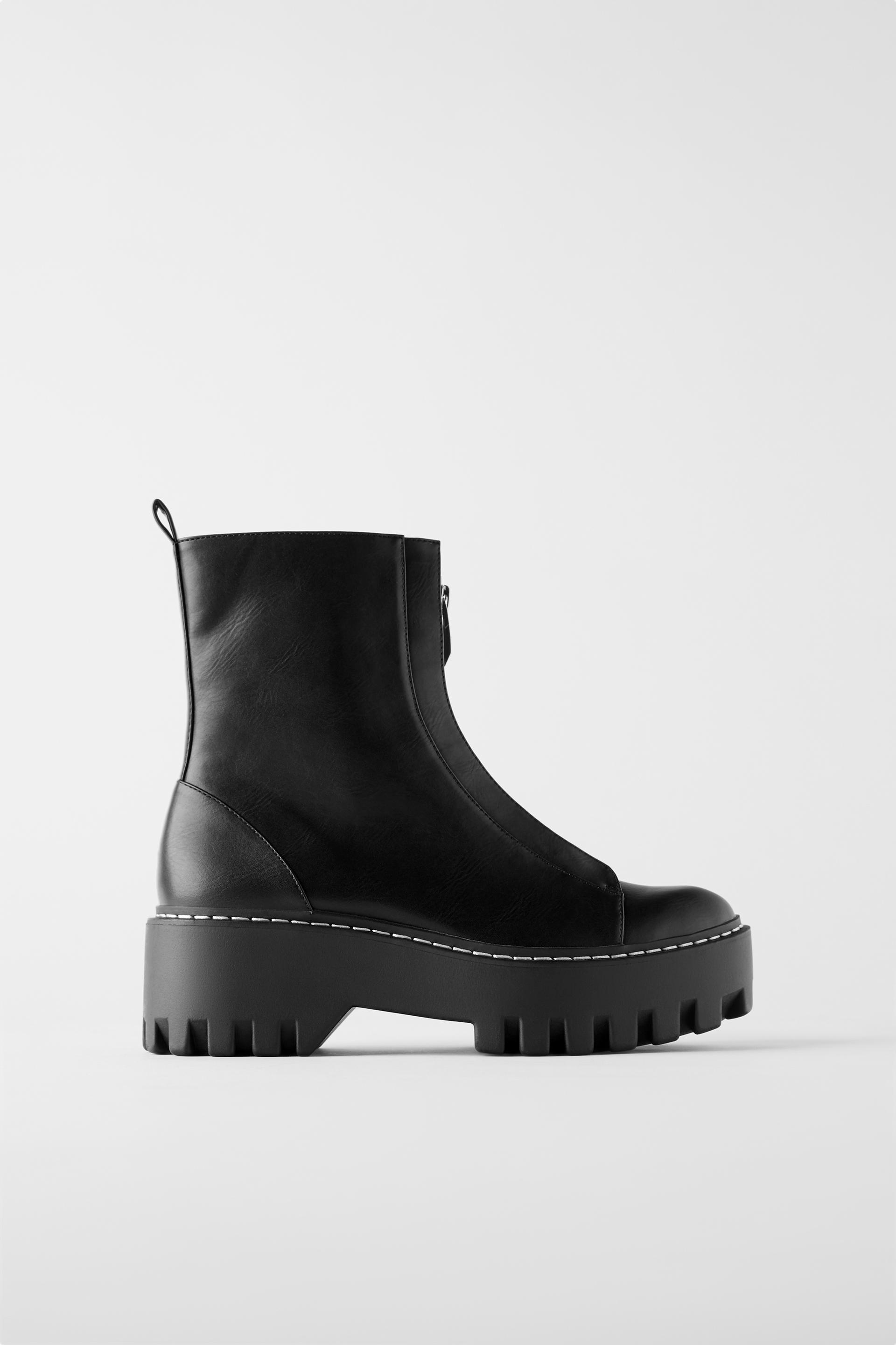Zippered Low Heeled Ankle Boots Trf Zara United States