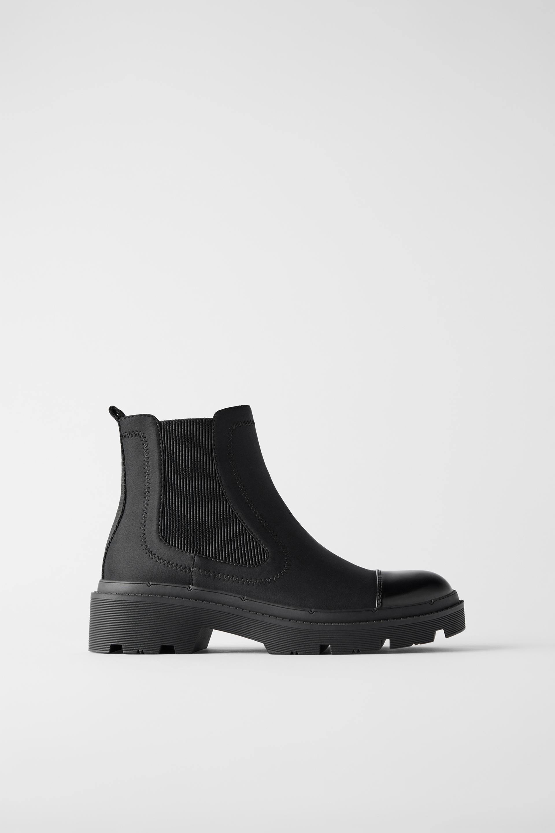 Flat Track Sole Stretch Ankle Boots Zara United Kingdom