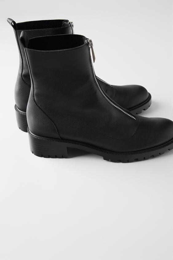 Leather Ankle Boots With Track Sole Zara United Kingdom