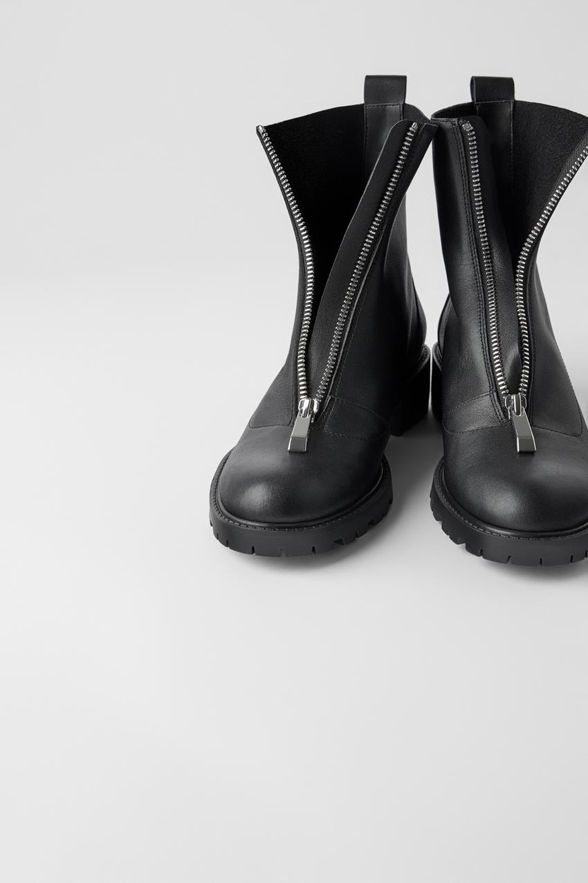Leather Ankle Boots With Lug Soles Trf Zara United States