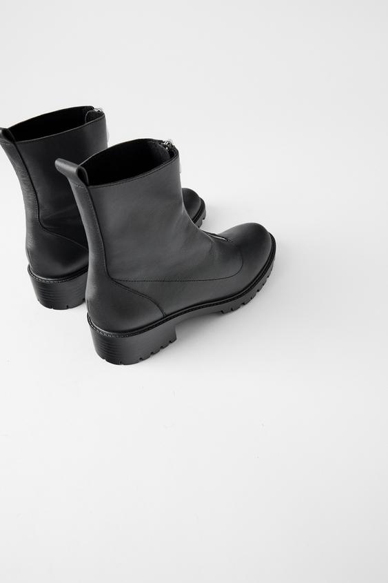 Leather Ankle Boots With Track Sole Zara Denmark