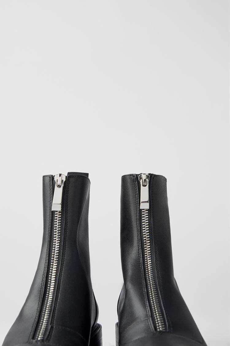Leather Ankle Boots With Track Sole Trf Zara South Africa