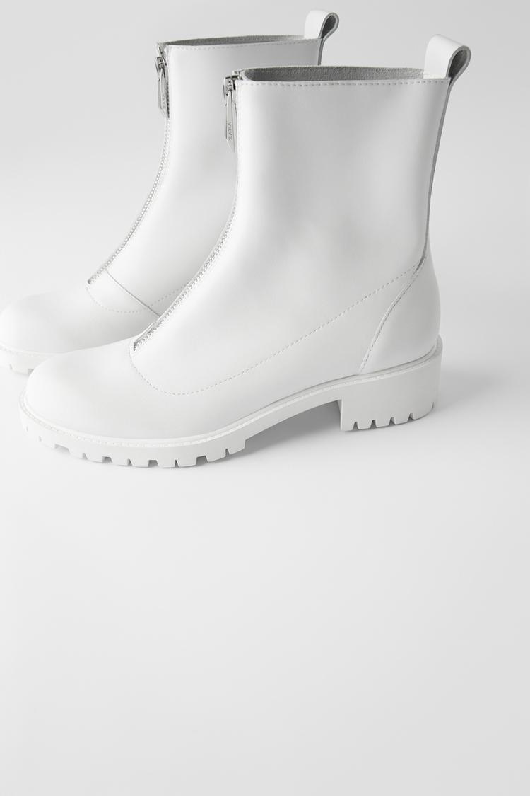 Low Heeled Leather Ankle Boots With Zipper Trf Zara Uruguay
