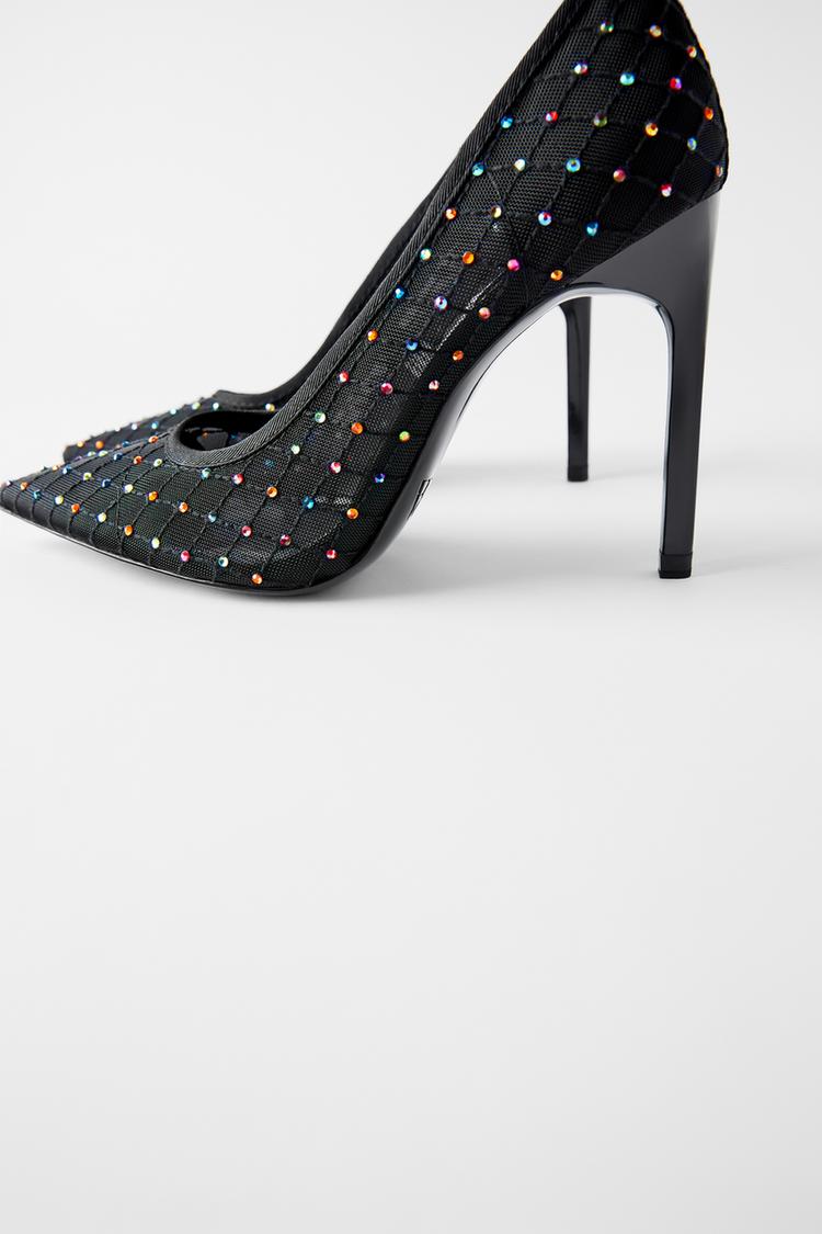 Image 3 of MULTICOLOURED DIAMANTÉ MESH HIGH-HEEL SHOES from Zara