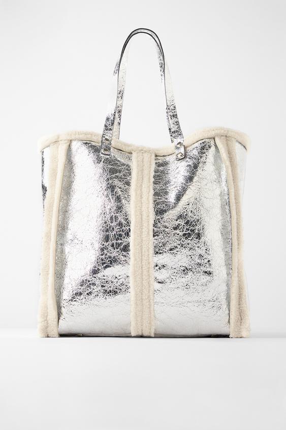Metallic Faux Fur Tote Bag Metallic Faux Fur Tote Bag