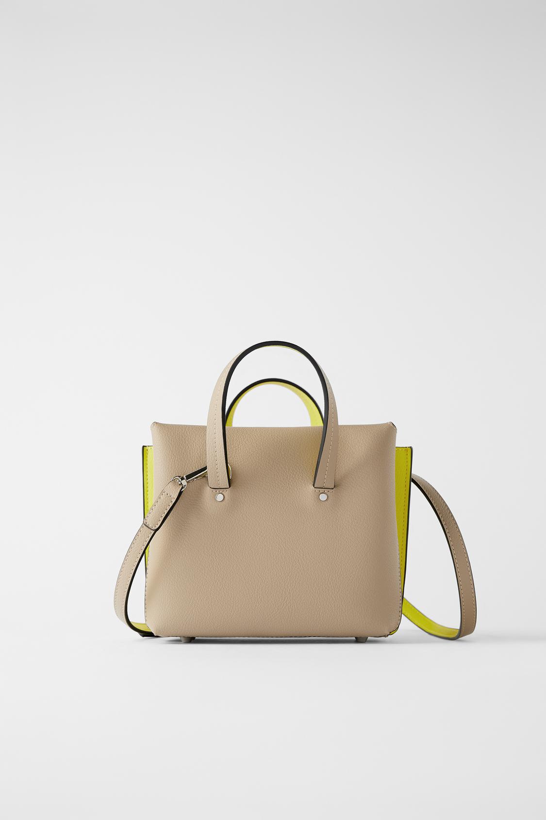 ZARAのコンビタンブル加工入りミニトートバッグ