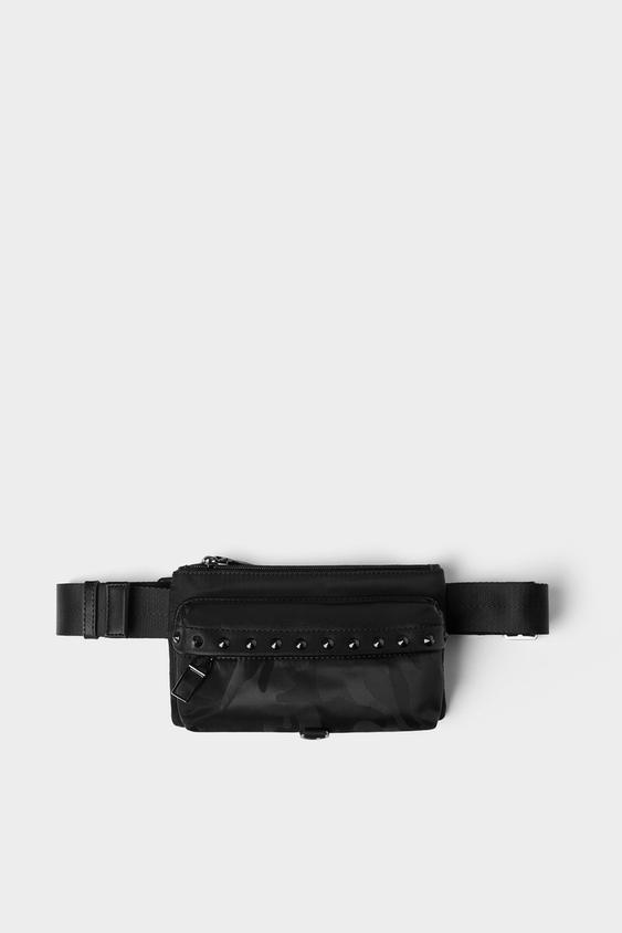 Black Belt Bag With Studs