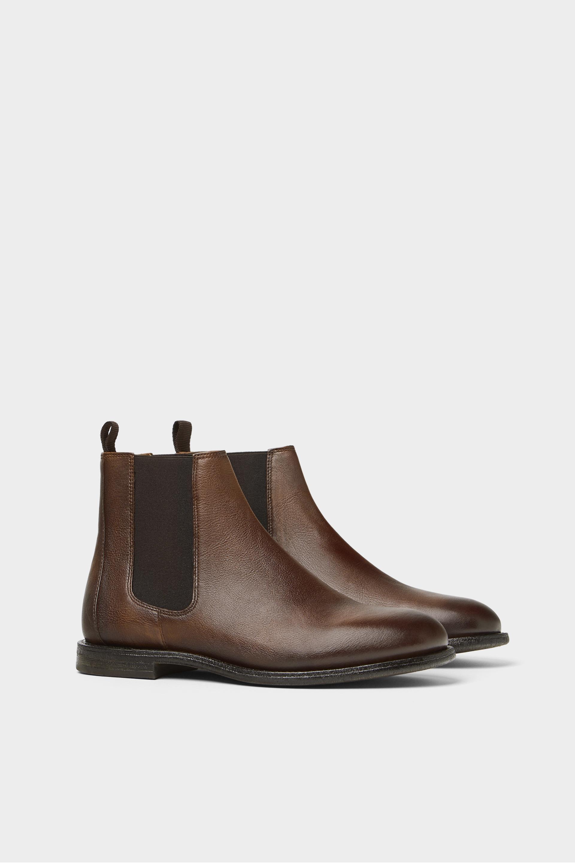 Brown Leather Ankle Boots Zara Belgium