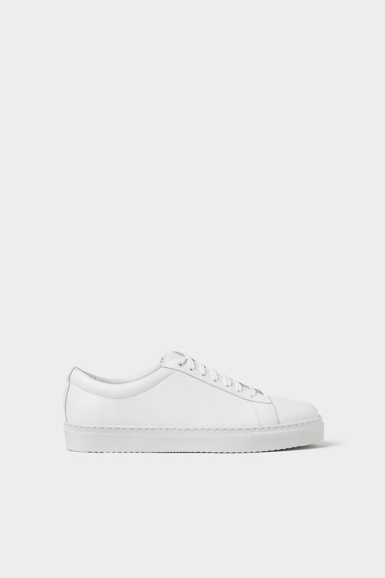 White Leather Sneakers Zara Light Zara Bahrain