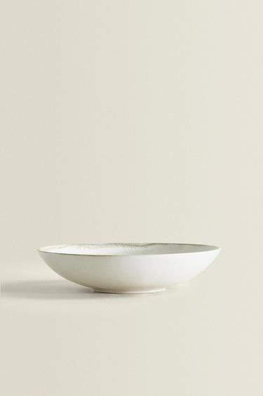 STONEWARE SOUP PLATE - Ecru by Zara - Image 0