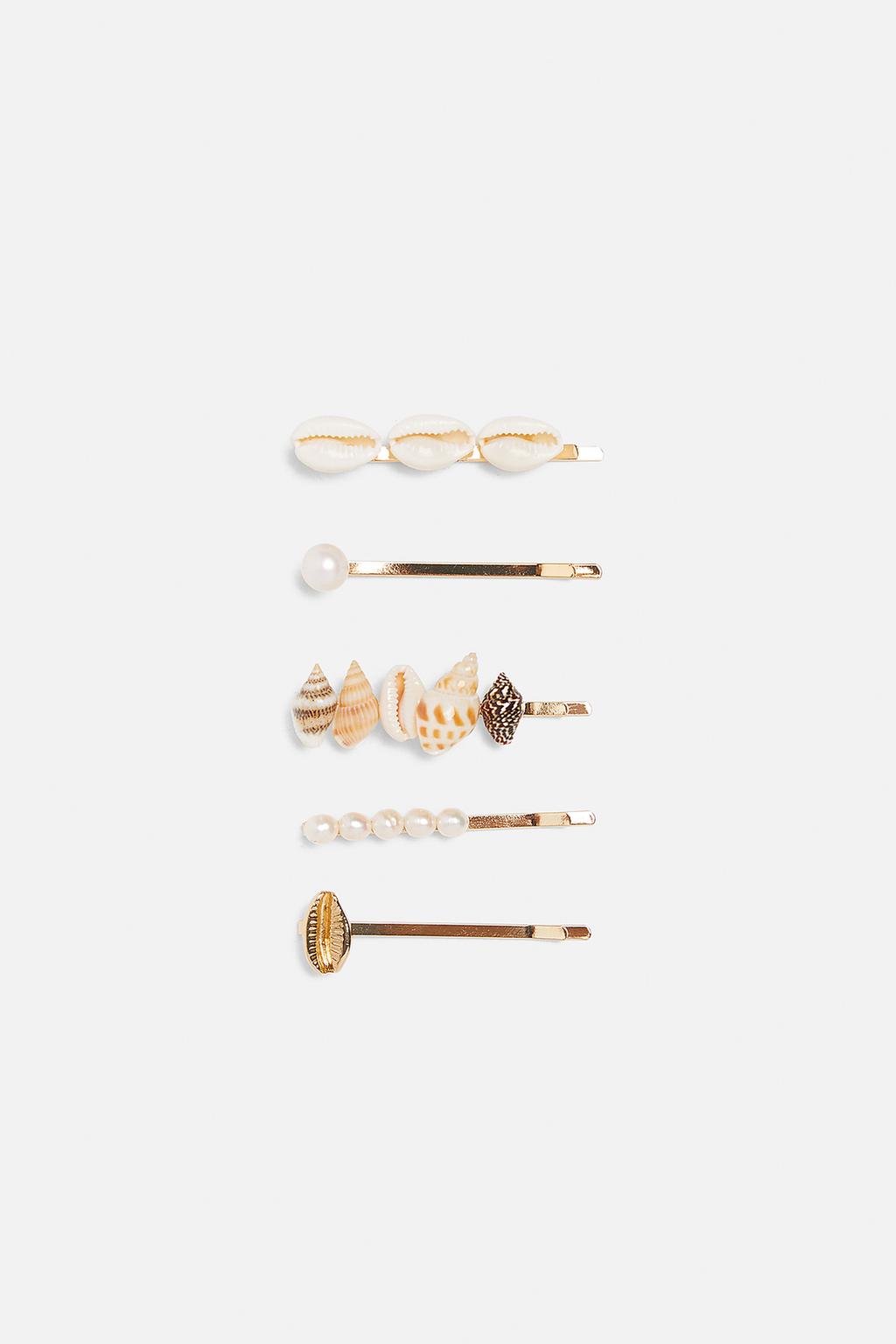 Image 1 of PACK OF PEARL BEAD AND SHELL HAIR CLIPS from Zara