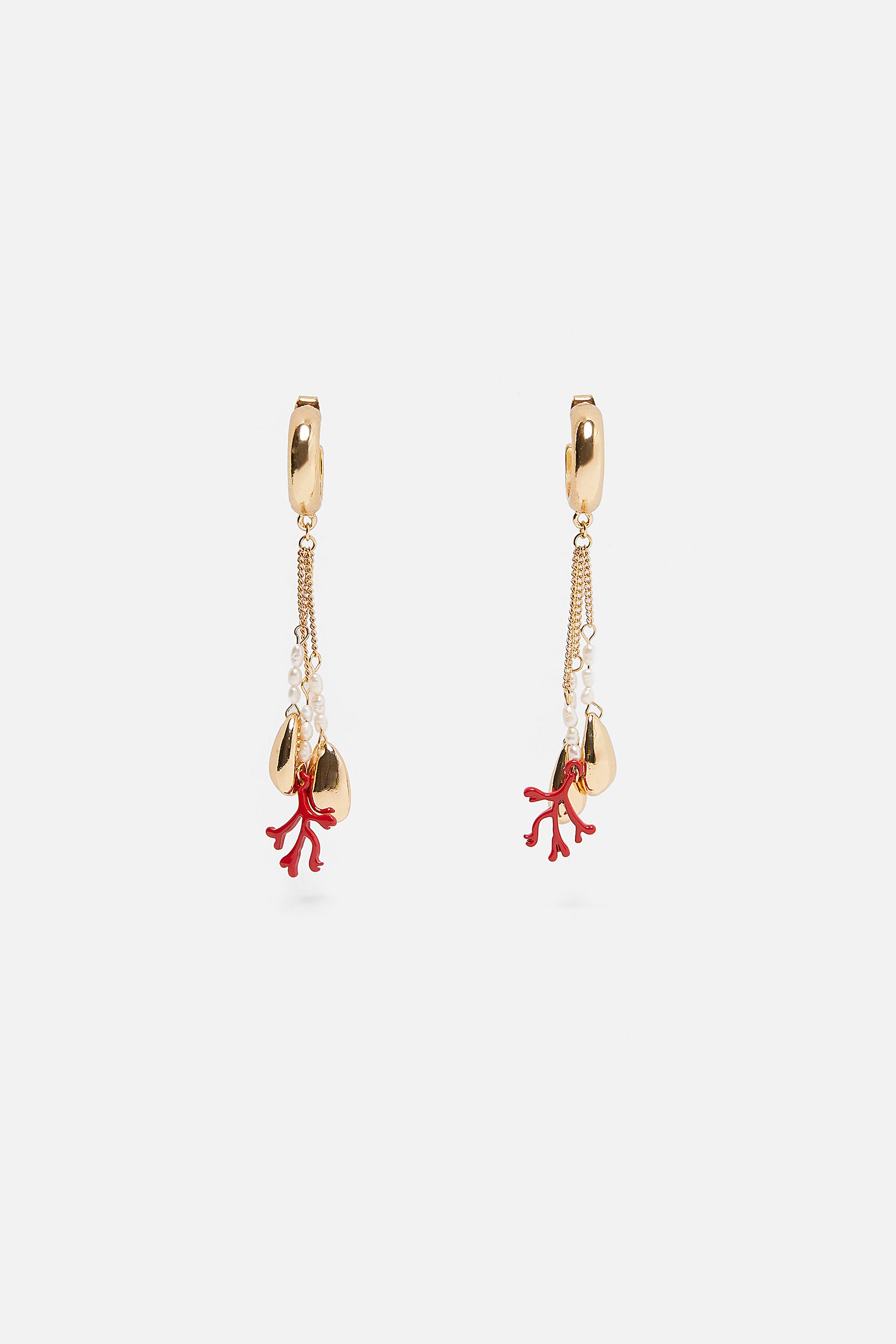 Image 1 of REAL PEARL AND CHARM EARRINGS from Zara