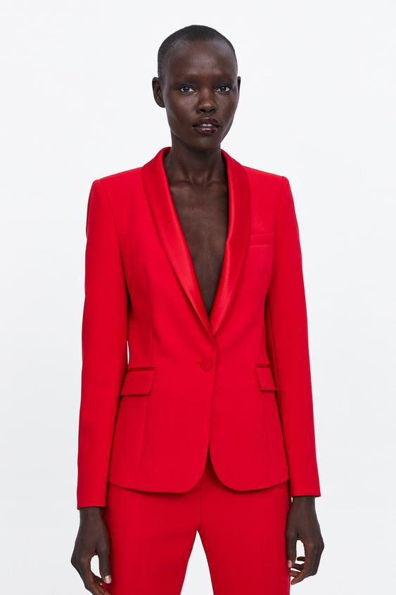 Image 2 of CONTRAST SHAWL COLLAR BLAZER from Zara