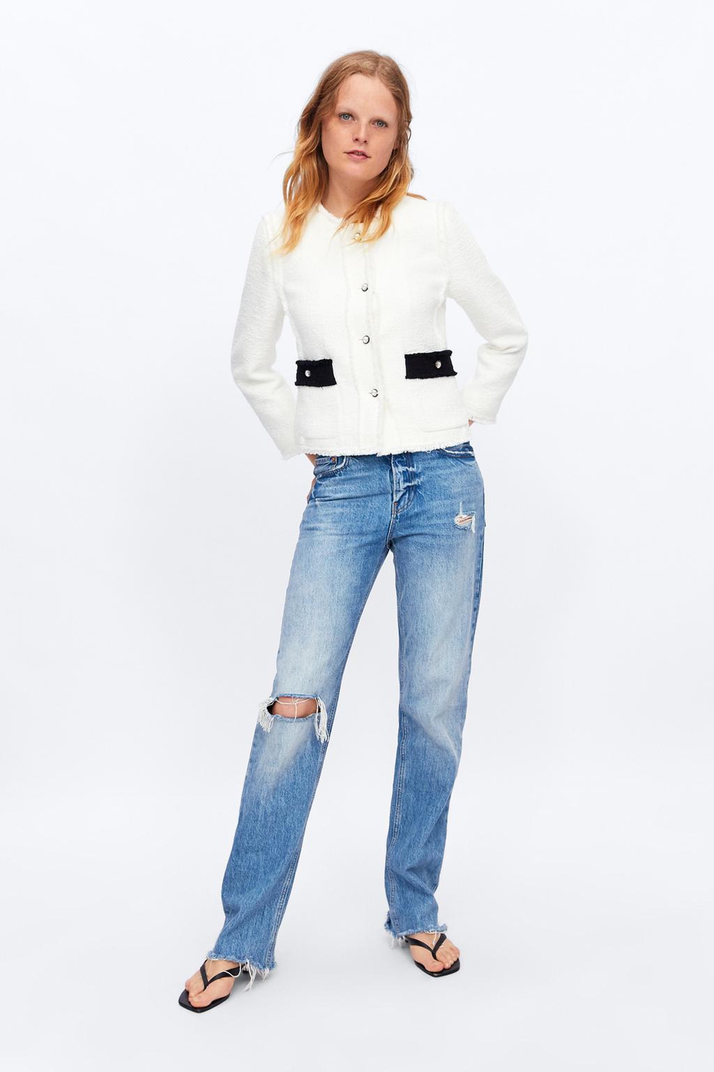 Image 1 of CONTRAST JACKET WITH BEJEWELLED BUTTONS from Zara