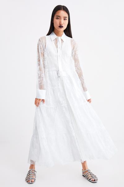 Long Lace Trimmed Blouse Ramadan Kareem Woman Zara Saudi Arabia