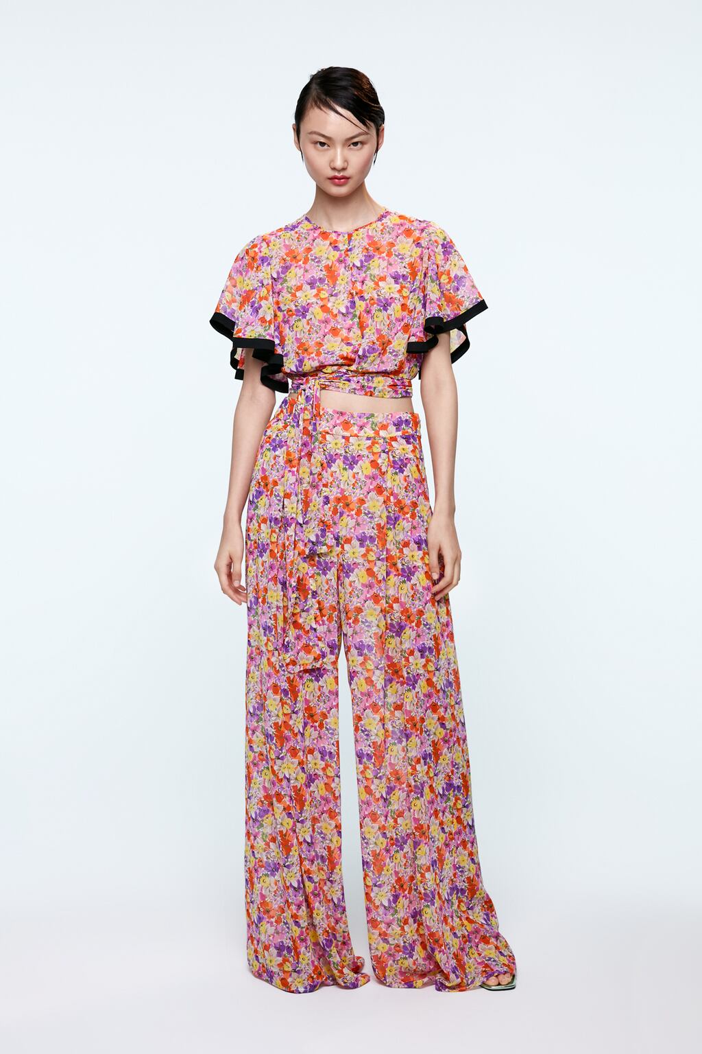 Image 1 of PRINTED PALAZZO TROUSERS from Zara