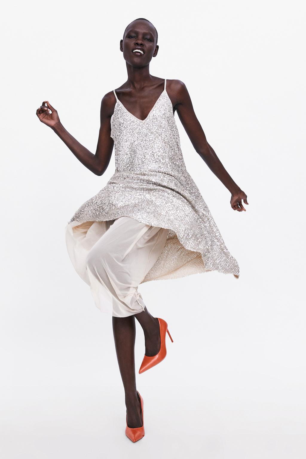 Image 1 of DRESS WITH SEQUINNED STRAPS from Zara