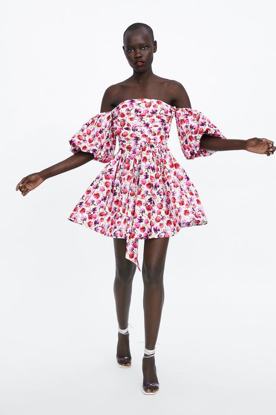 Image 1 of PRINTED DRESS WITH BELT from Zara