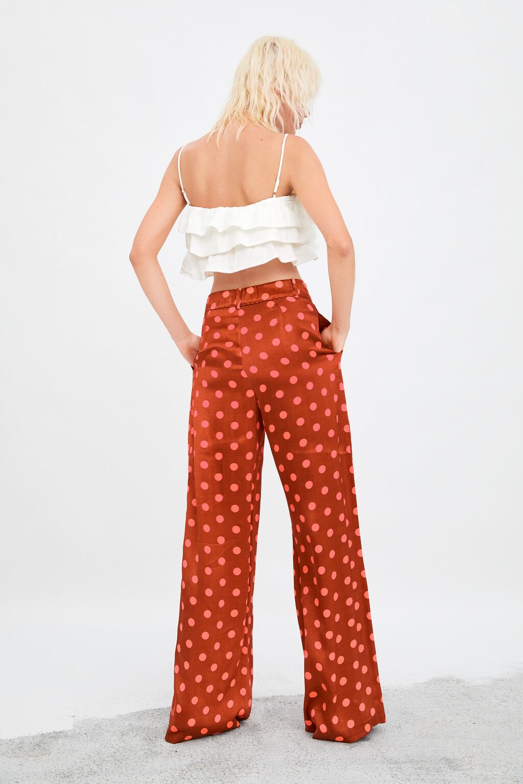 Image 4 of LIMITED EDITION POLKA DOT WIDE-LEG TROUSERS from Zara