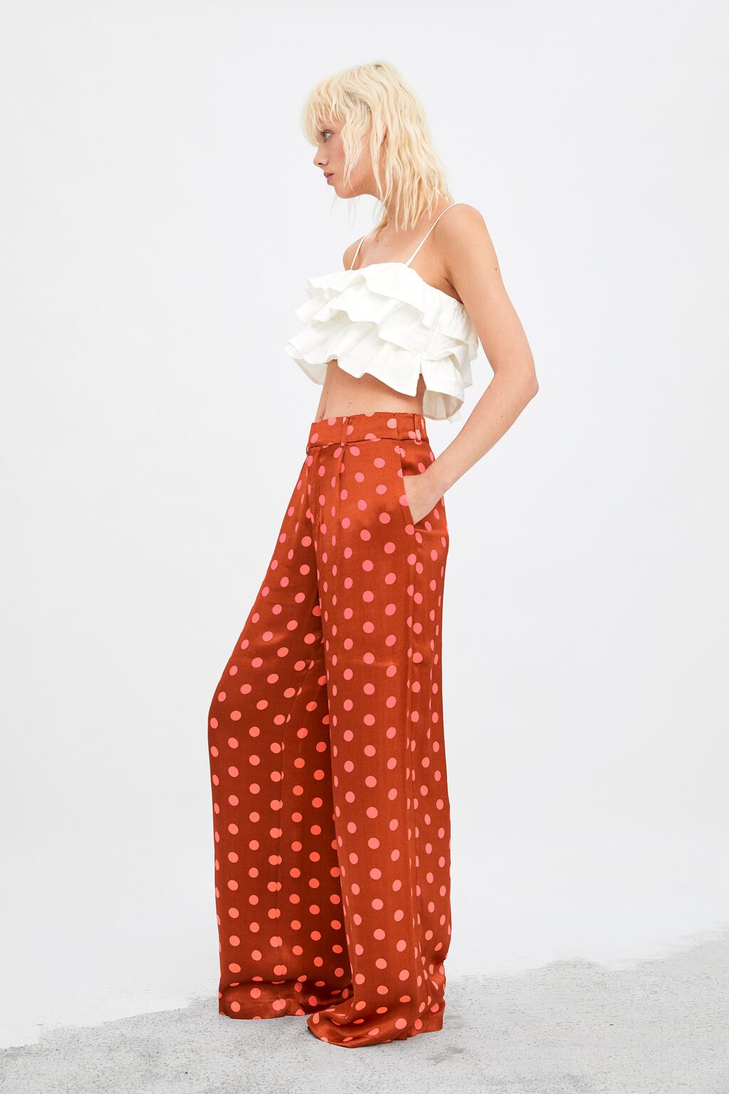 Image 6 of LIMITED EDITION POLKA DOT WIDE-LEG TROUSERS from Zara