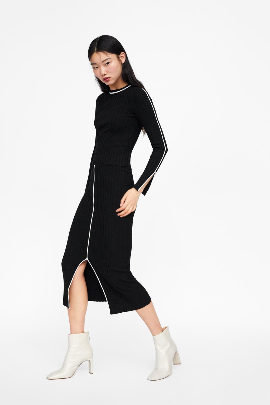 Image 3 of RIBBED SKIRT WITH CONTRAST TRIM from Zara
