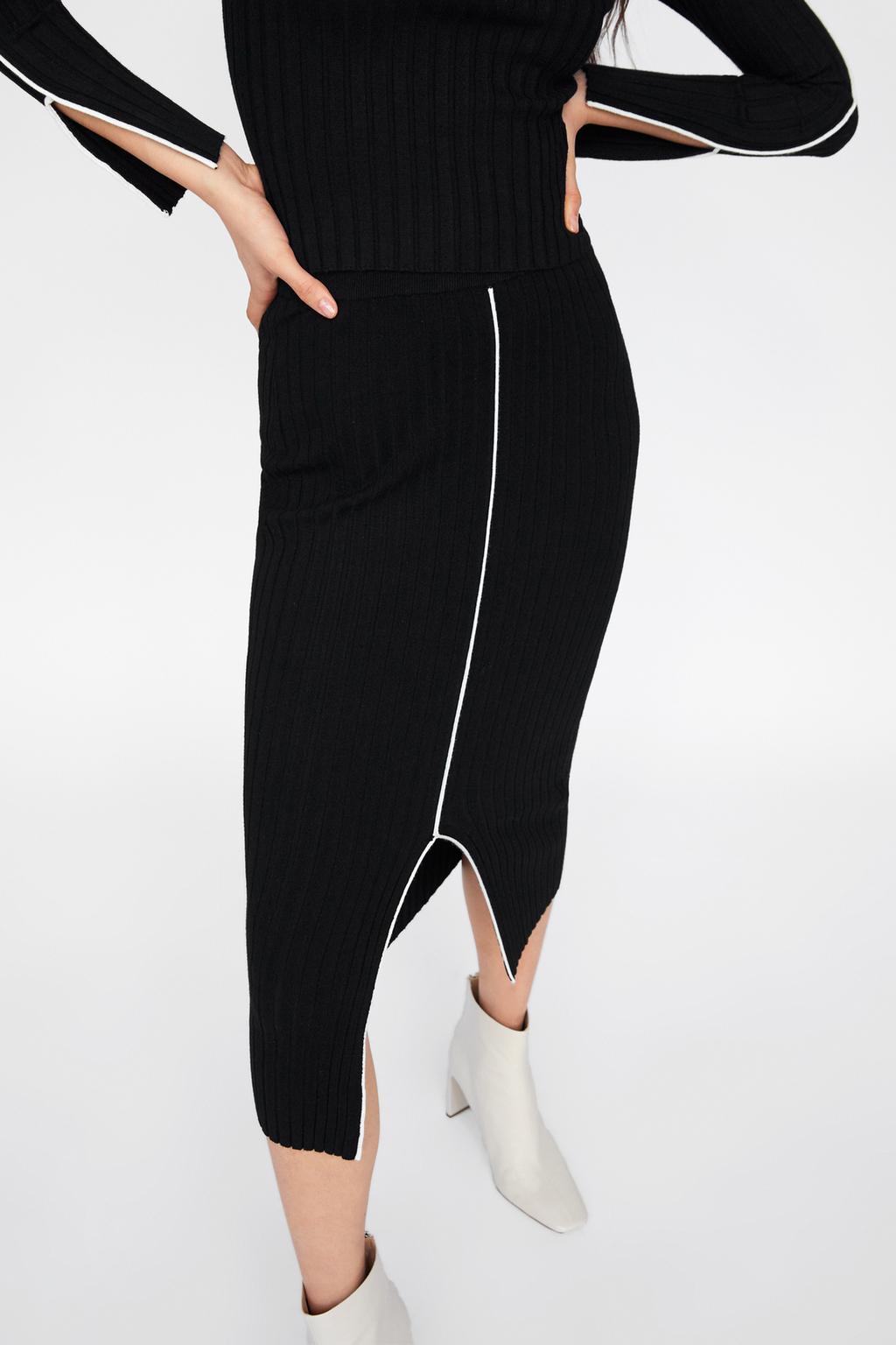Image 4 of RIBBED SKIRT WITH CONTRAST TRIM from Zara