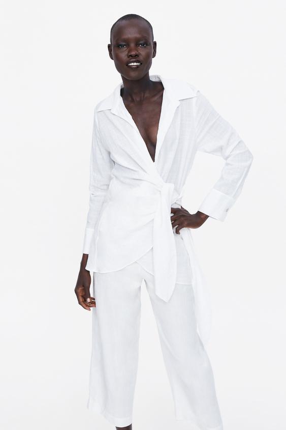 Image 2 of ASYMMETRIC KNOTTED BLOUSE from Zara