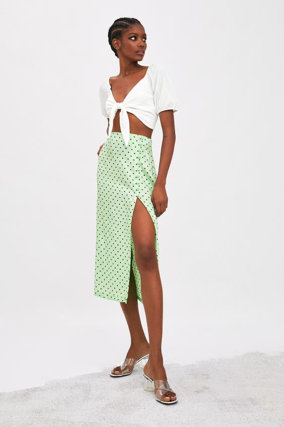 The9f96 Shoptagr Polka Dot Satin Skirt Midi Skirts Woman Sale By