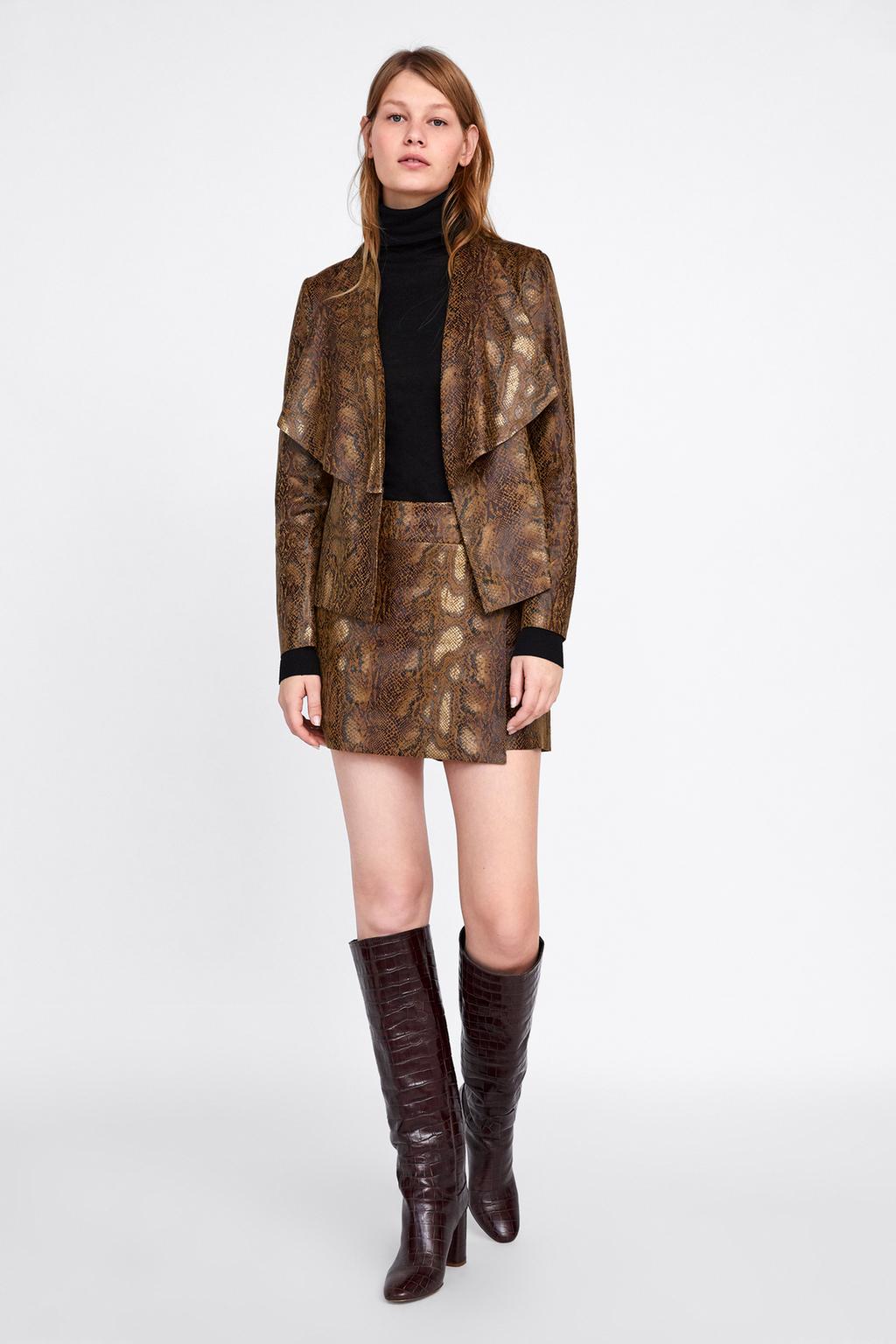 Image 1 of FAUX SUEDE ANIMAL PRINT JACKET from Zara