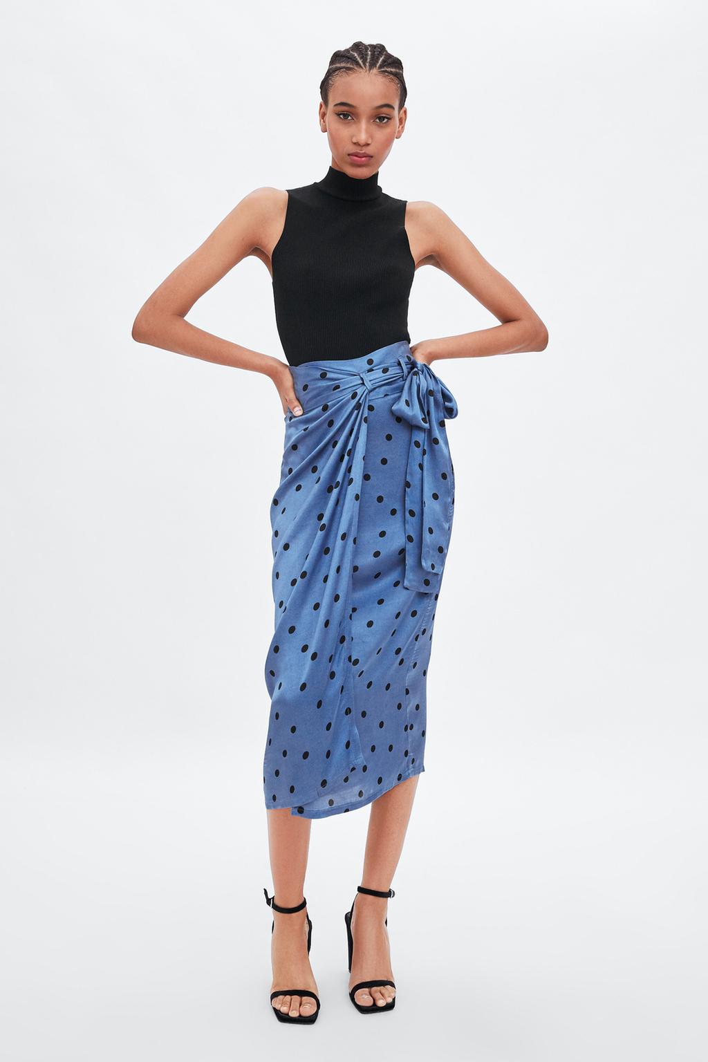 Image 1 of POLKA DOT WRAPAROUND SKIRT from Zara