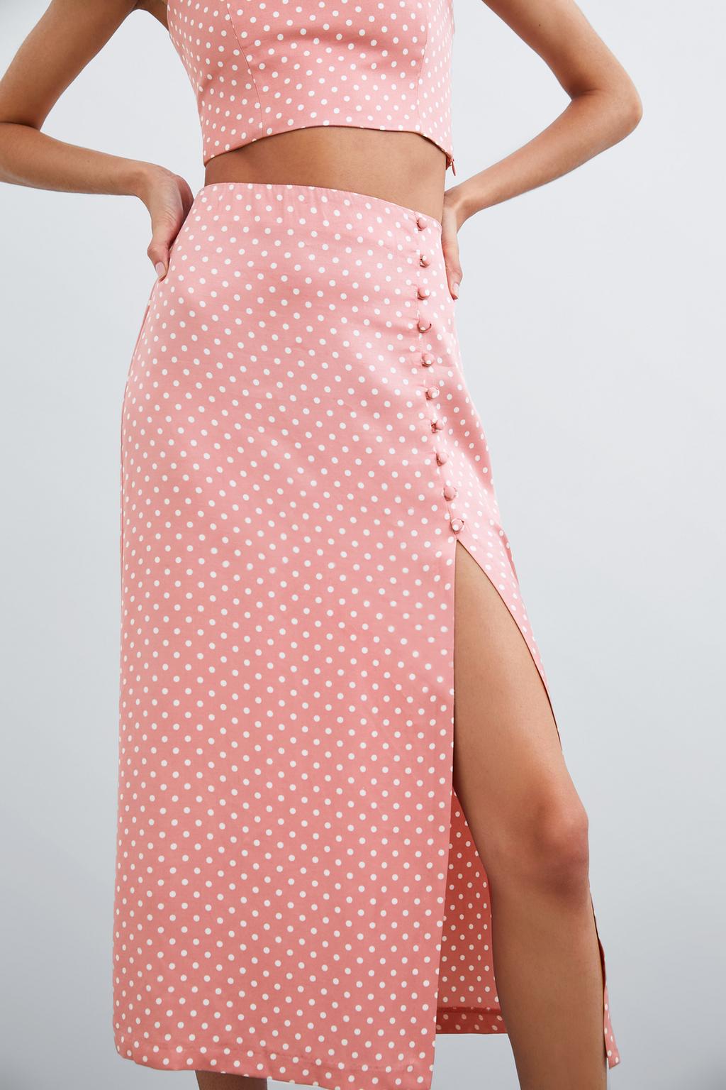 Image 2 of POLKA DOT SKIRT WITH SLIT from Zara