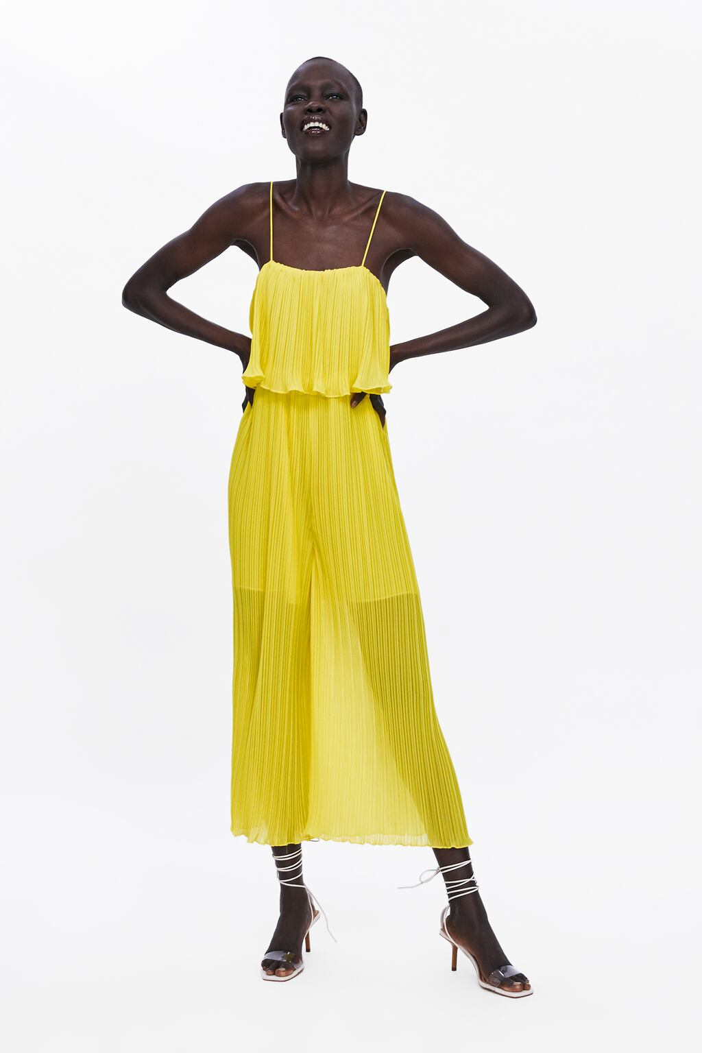 Image 1 of PLEATED JUMPSUIT WITH STRAPS from Zara