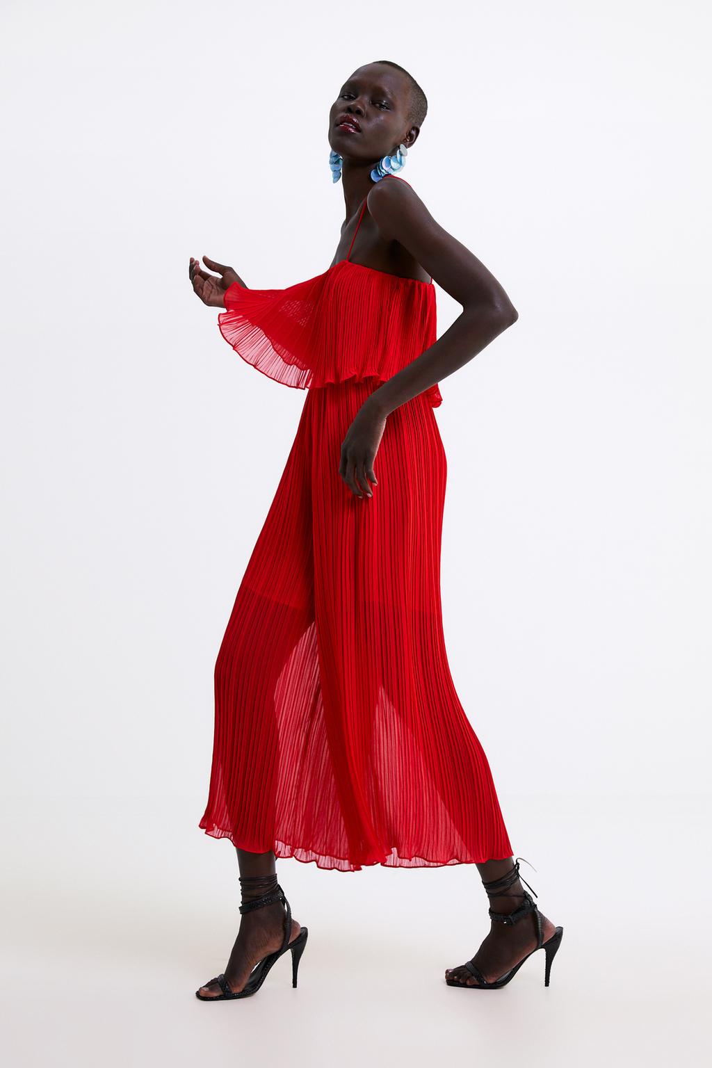 Image 1 of PLEATED JUMPSUIT WITH STRAPS from Zara