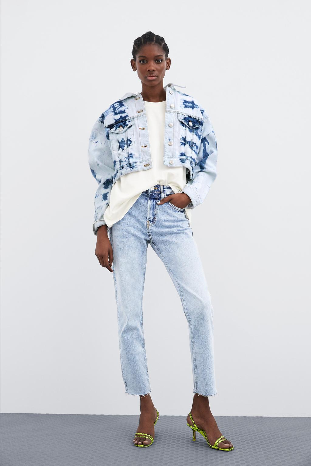 Image 1 of CROPPED TIE-DYE DENIM JACKET from Zara