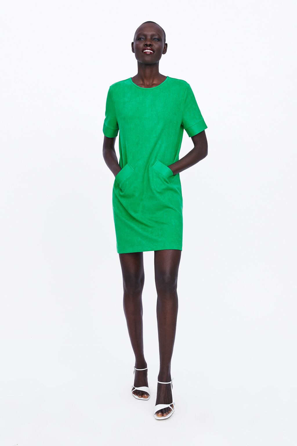 Image 1 of CONTRASTING FAUX SUEDE DRESS from Zara