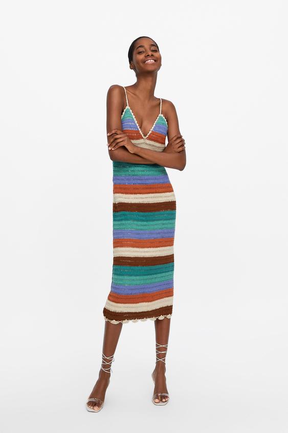 Shoptagr Striped Crocheted Dress View All Dresses Woman Sale By Zara
