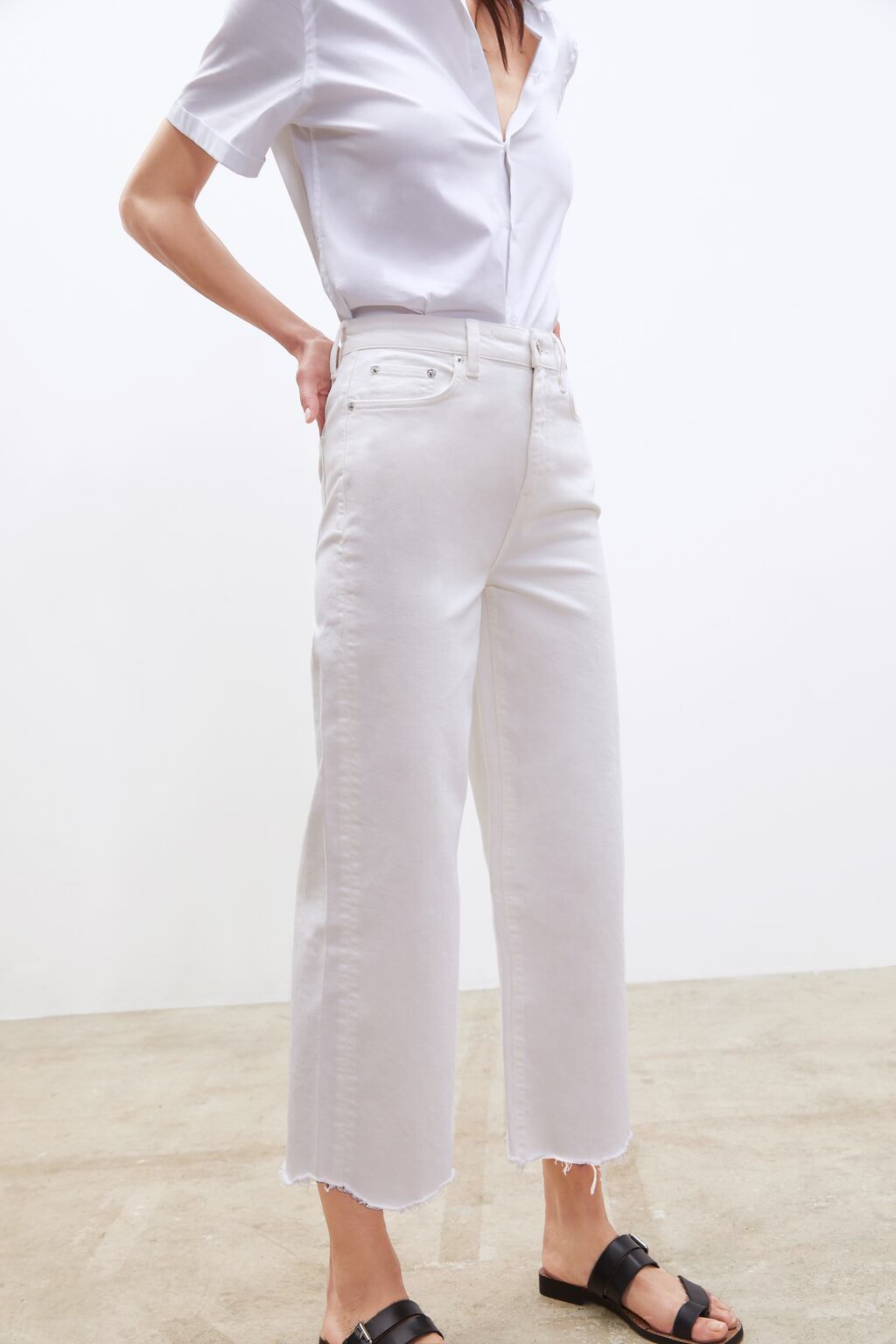 Image 5 of JEANS ZW PREMIUM HW CULOTTE WHITE from Zara