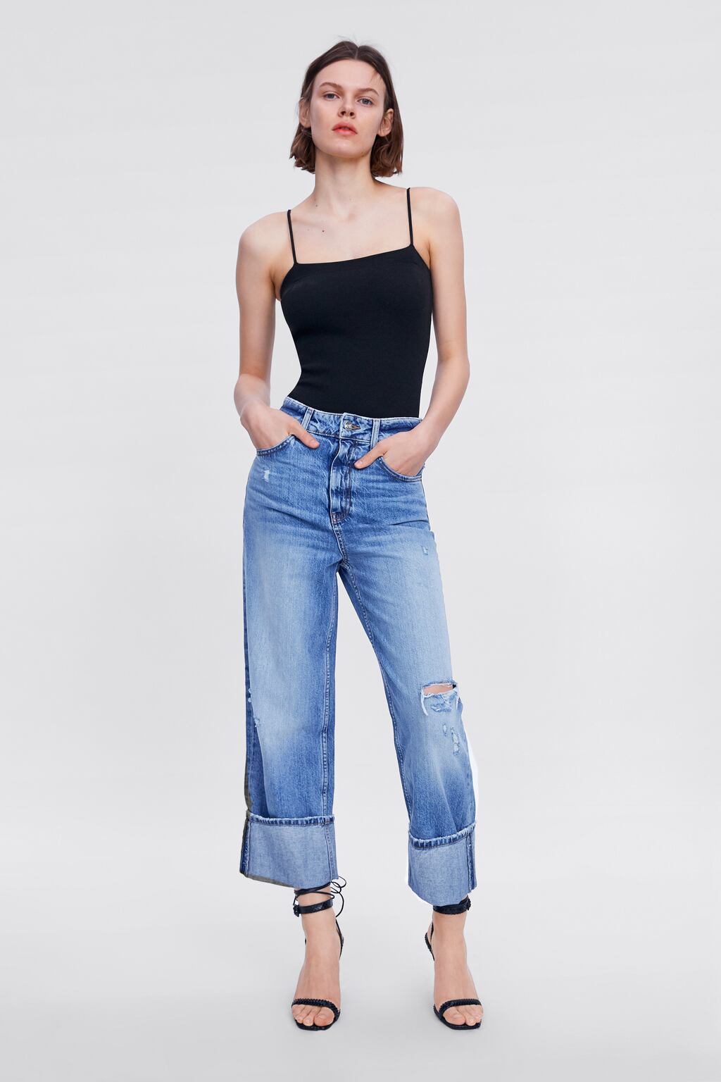 Image 1 of Z1975 RIPPED WIDE-LEG JEANS from Zara