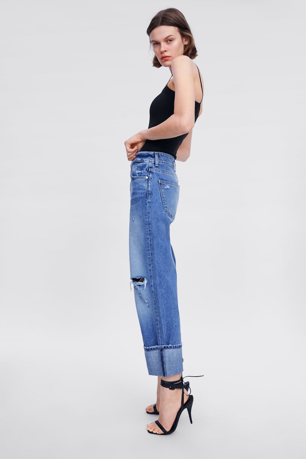 Image 6 of Z1975 RIPPED WIDE-LEG JEANS from Zara