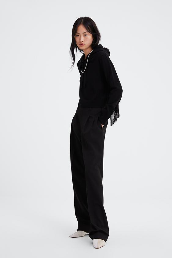 Image 3 of KNIT HOODIE WITH FRINGING from Zara