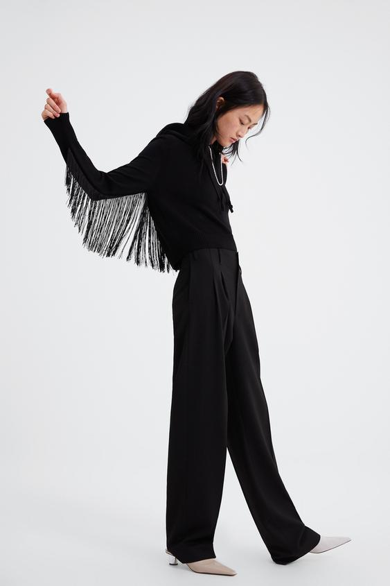 Image 6 of KNIT HOODIE WITH FRINGING from Zara