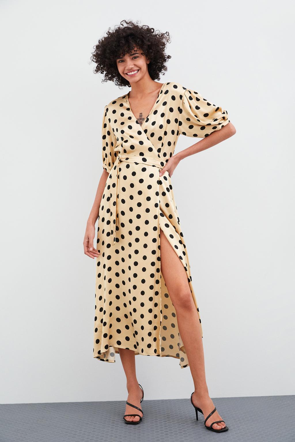 Image 1 of POLKA DOT WRAP DRESS from Zara