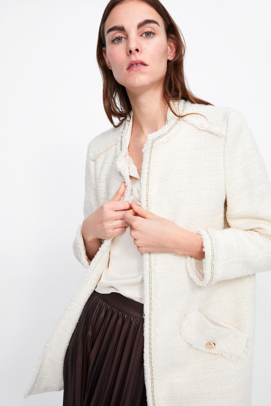 Imagem 2 de CASACO TIPO FRAQUE TWEED COM BOLSOS da Zara