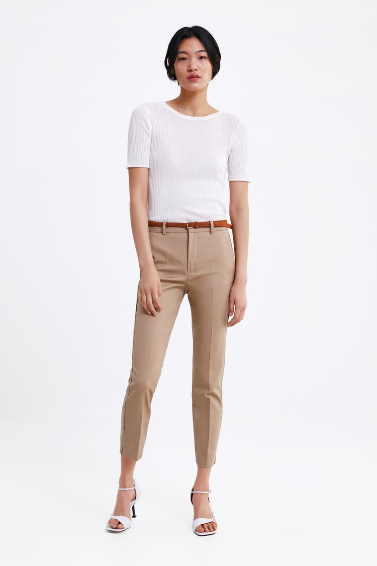 Pantalon Chino Cinturon Zara Espana