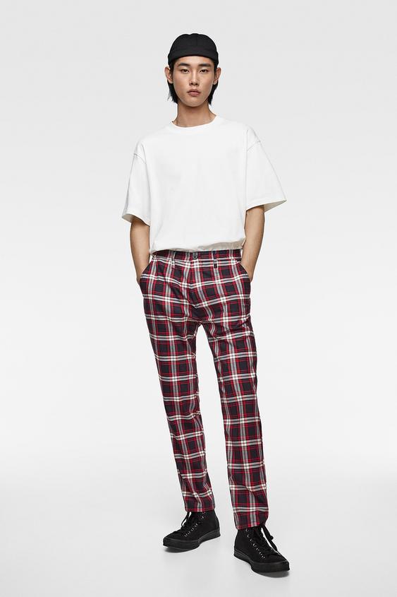 Shoptagr Coloured Check Trousers Checked Trousers By Zara