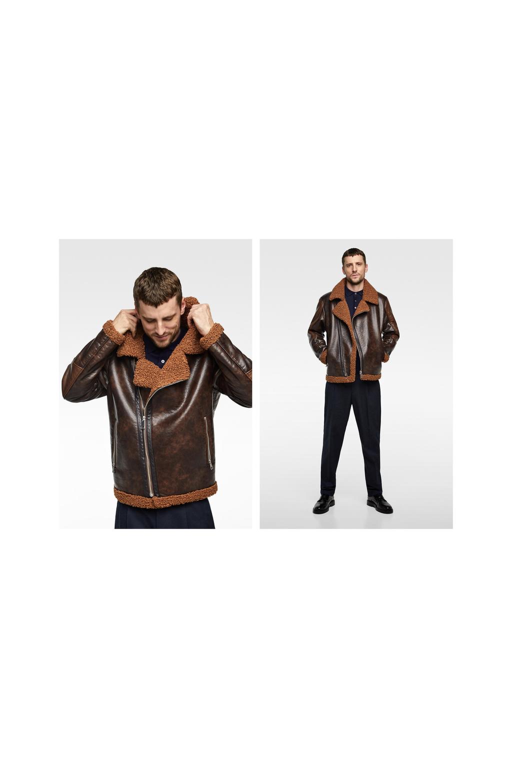 Men S Faux Leather Jackets Zara United Kingdom Contrast Biker Jacket
