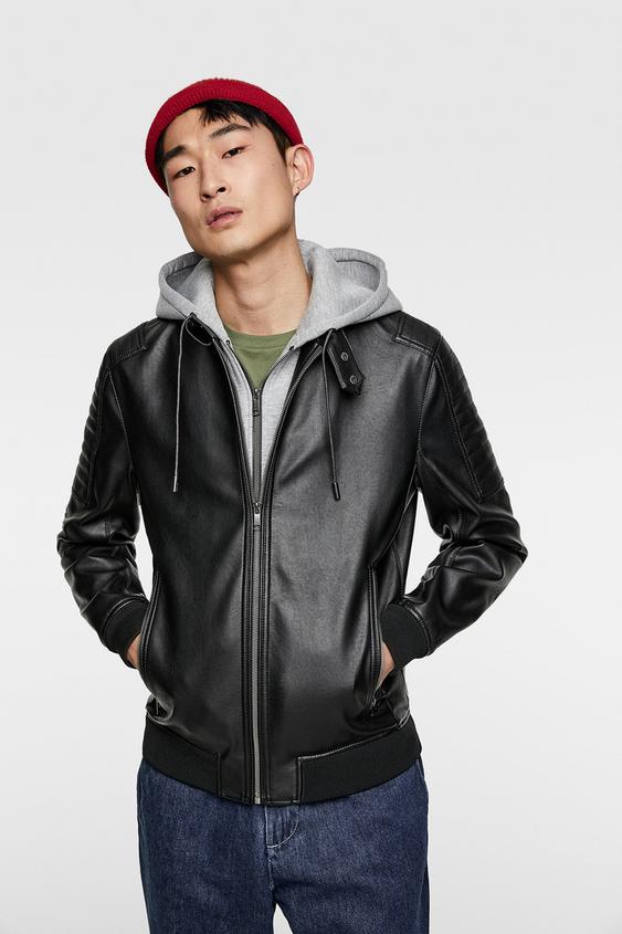 Contrasting Faux Leather Jacket